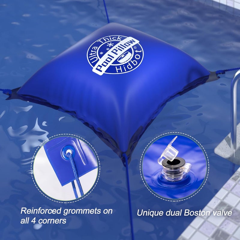 Hidbot 4' X 4' Pool Pillows for Above Ground Pools, 0.4mm Ultra Thick & Cold-Resistant Above Ground Pool Cover Air Pillow, Winterizing Winter Closing Pillows,Pool Winterizing Pillow (2x16.5ft Rope) - Image 3